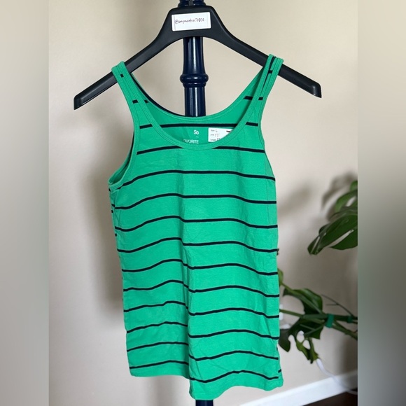 Green and Navy Striped Tank Top, Size Large - Picture 1 of 4
